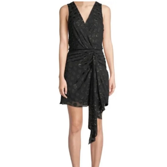 Ramy Brook Black Desiree V-neck Metallic Polka Dot Applique Dress - Picture 4 of 10